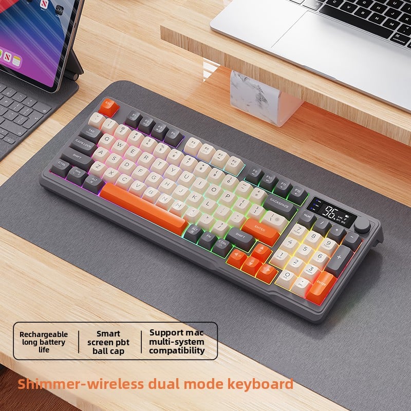 RGB Mechanical Gaming Keyboard with Display Screen and Multi-Colored Keycaps - Full Size with Numpad