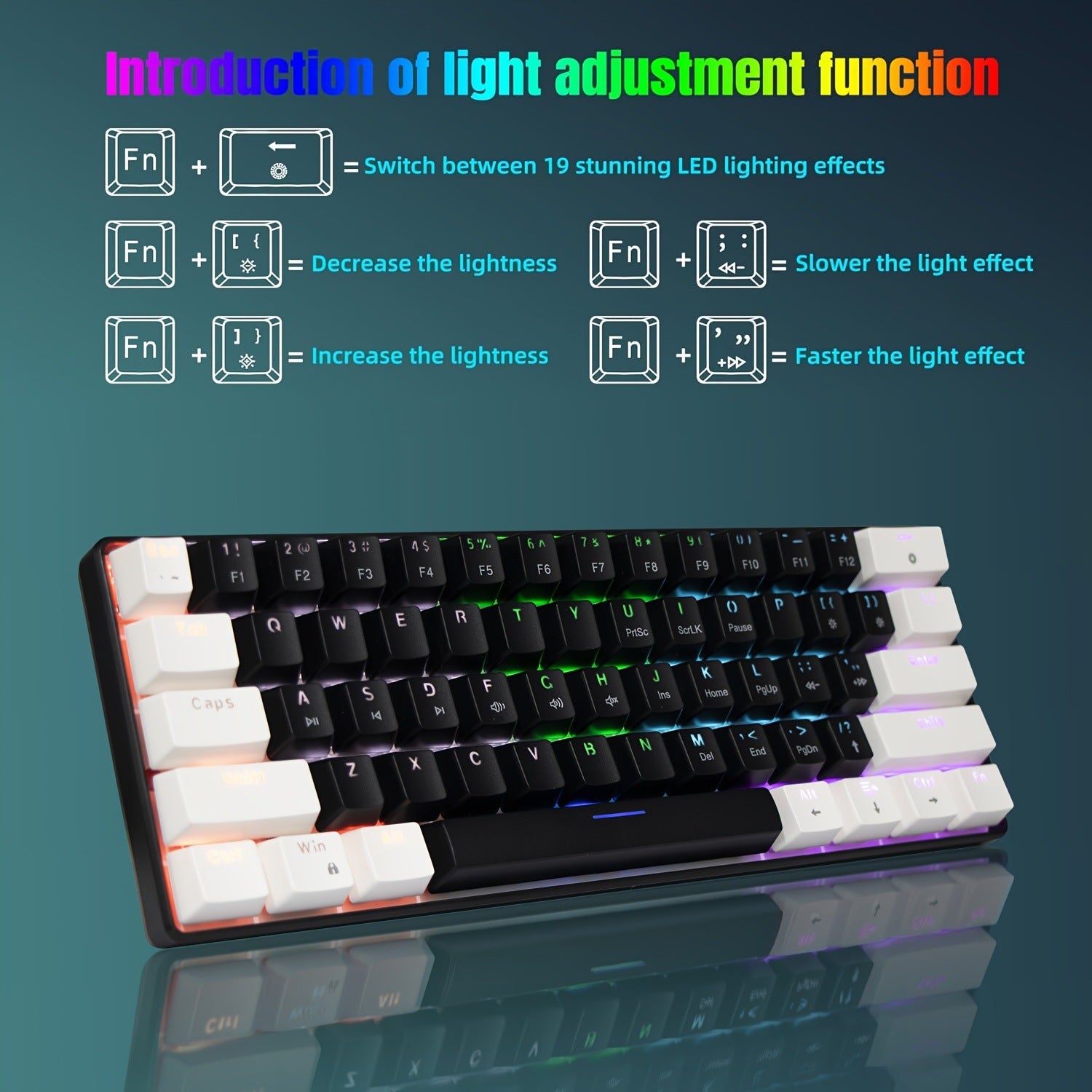 Compact RGB Mechanical Keyboard with Black and White Keycaps ? TKL Layout for Gaming and Productivity
