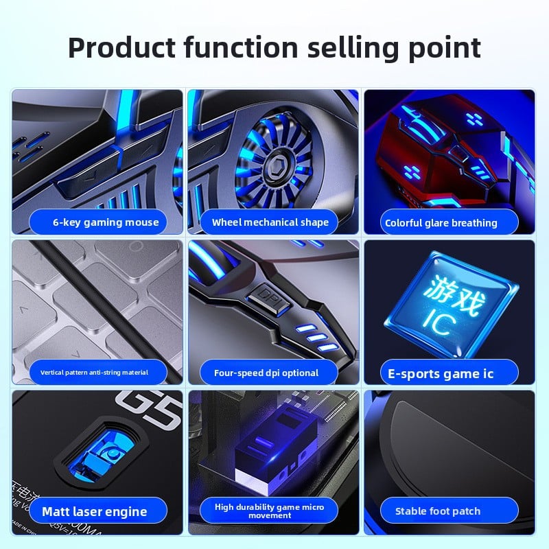 6D Gaming Mouse with Colorful Breathing Lights