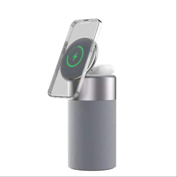 S02 4-in-1 Wireless Charger with Bluetooth Speaker, LED Lamp & Phone Stand