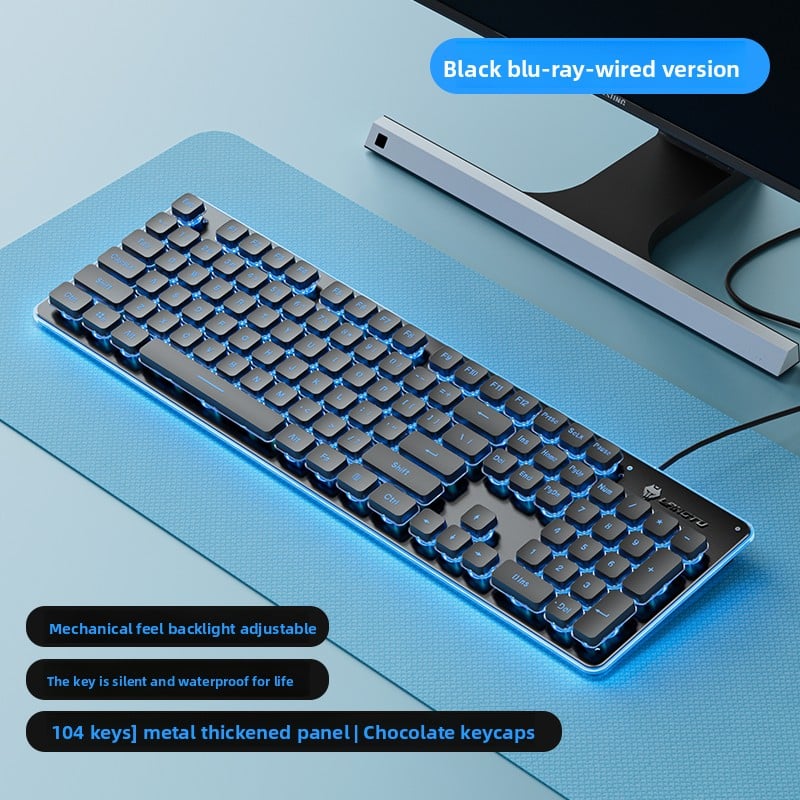 LAFANTU Mechanical Gaming Keyboard with Golden Backlit Round Keycaps ? Retro Style with Numeric Keypad