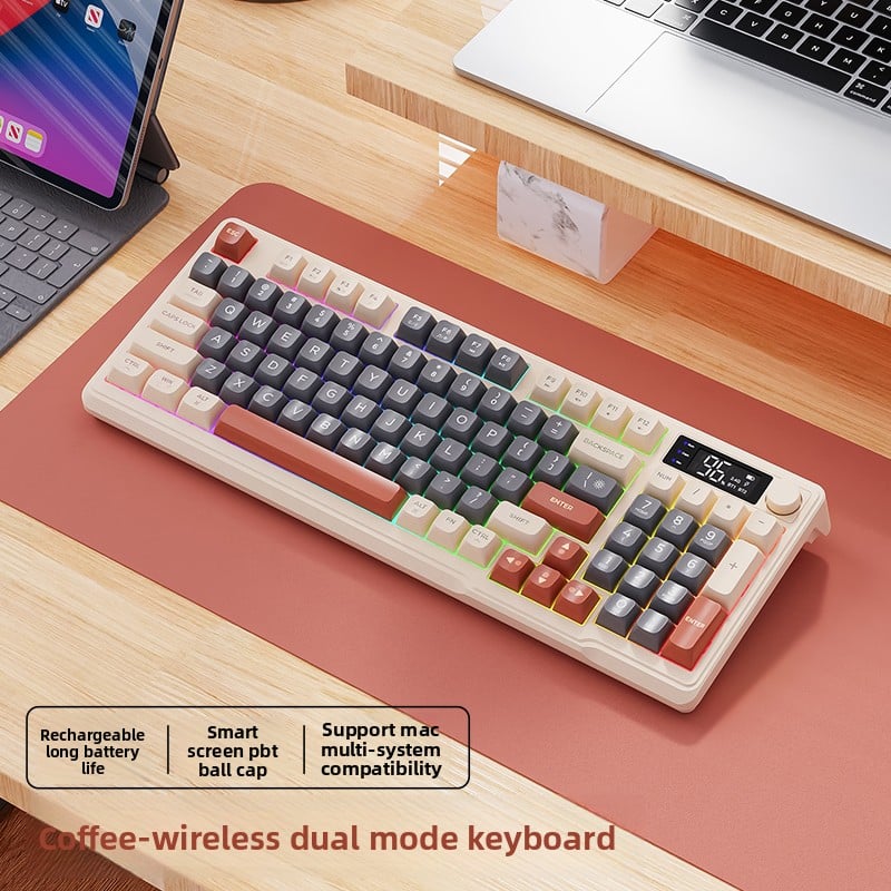 RGB Mechanical Gaming Keyboard with Display Screen and Multi-Colored Keycaps - Full Size with Numpad