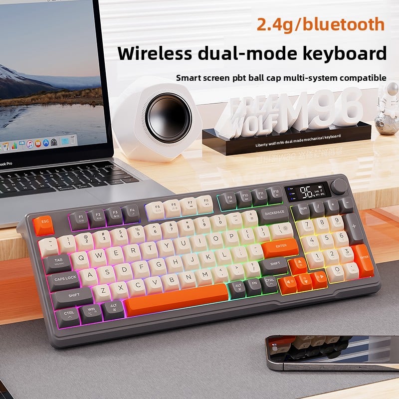 RGB Mechanical Gaming Keyboard with Display Screen and Multi-Colored Keycaps - Full Size with Numpad