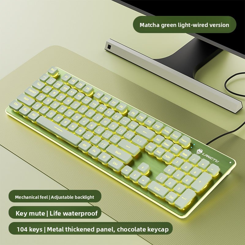 LAFANTU Mechanical Gaming Keyboard with Golden Backlit Round Keycaps ? Retro Style with Numeric Keypad