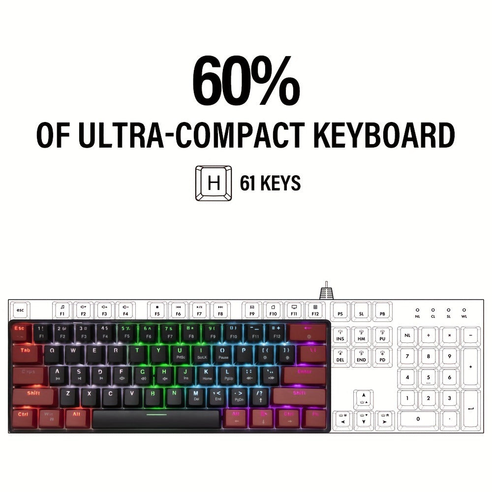 Compact RGB Mechanical Keyboard with Black and White Keycaps ? TKL Layout for Gaming and Productivity