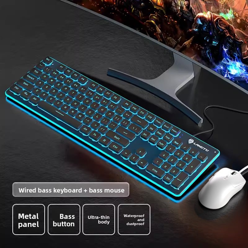 LAFANTU Mechanical Gaming Keyboard with Golden Backlit Round Keycaps ? Retro Style with Numeric Keypad