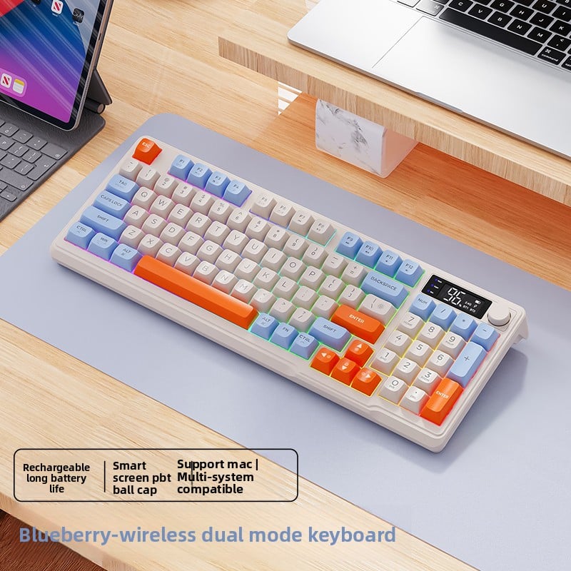 RGB Mechanical Gaming Keyboard with Display Screen and Multi-Colored Keycaps - Full Size with Numpad