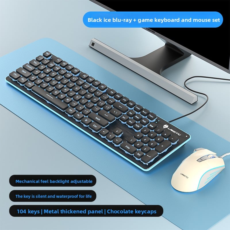 LAFANTU Mechanical Gaming Keyboard with Golden Backlit Round Keycaps ? Retro Style with Numeric Keypad