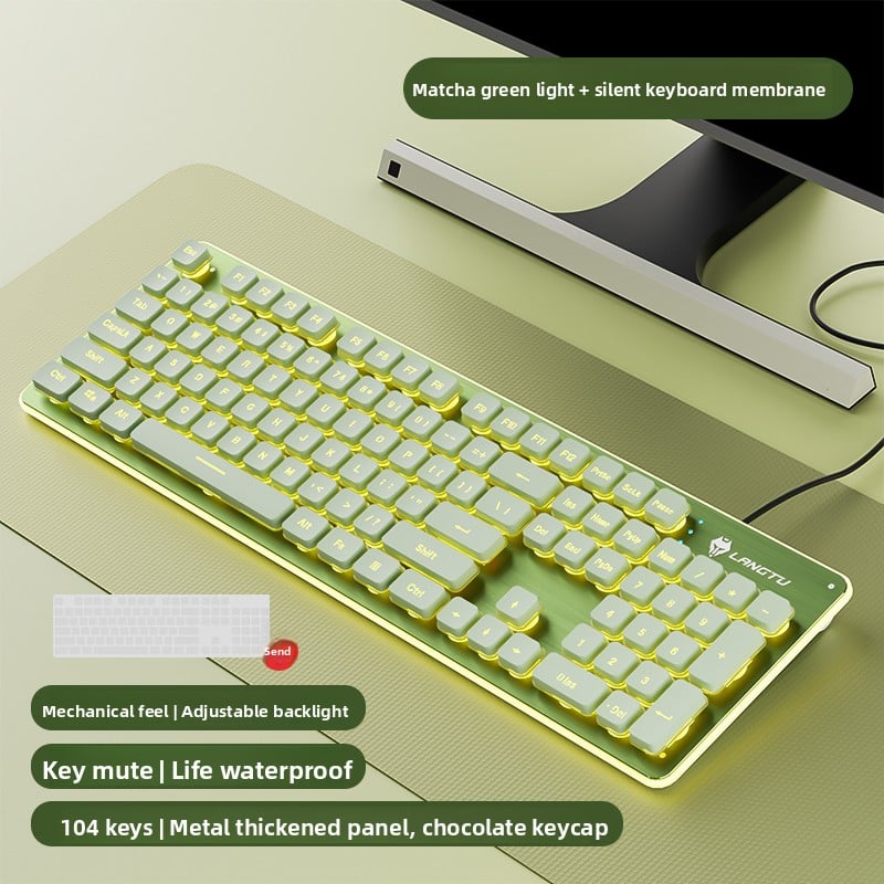 LAFANTU Mechanical Gaming Keyboard with Golden Backlit Round Keycaps ? Retro Style with Numeric Keypad
