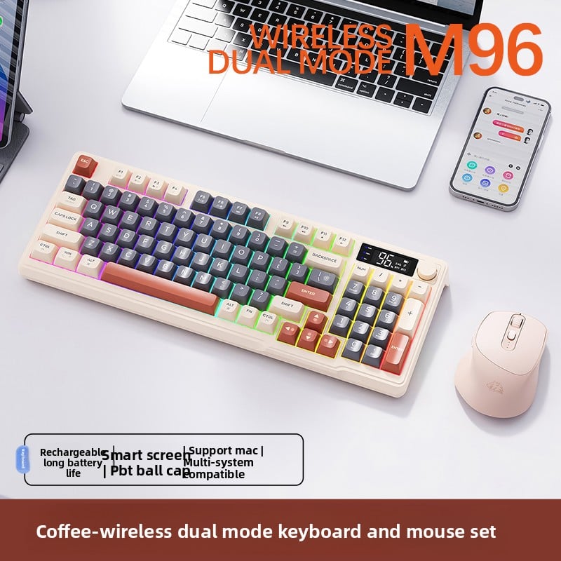 RGB Mechanical Gaming Keyboard with Display Screen and Multi-Colored Keycaps - Full Size with Numpad