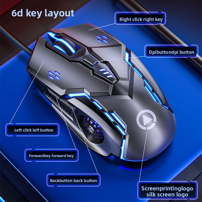 6D Gaming Mouse with Colorful Breathing Lights