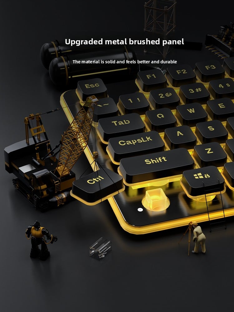 LAFANTU Mechanical Gaming Keyboard with Golden Backlit Round Keycaps ? Retro Style with Numeric Keypad