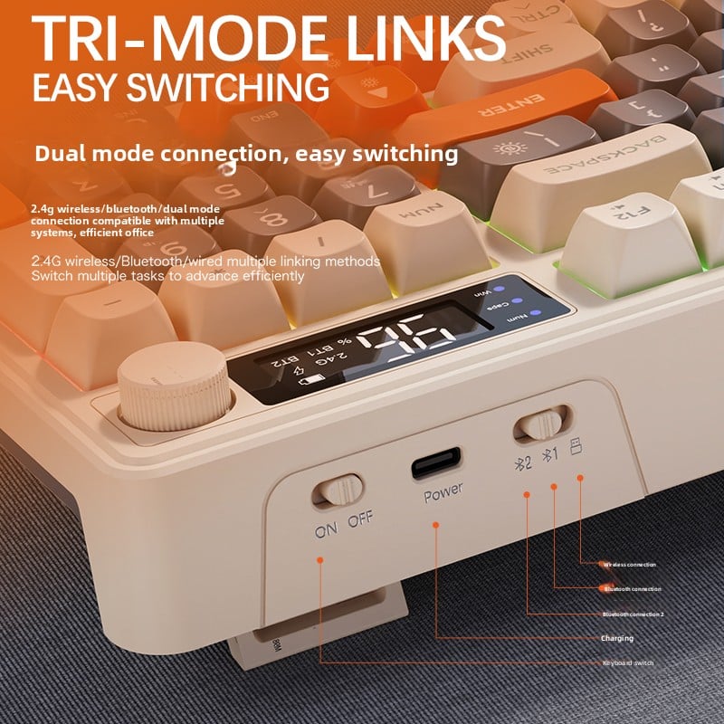 RGB Mechanical Gaming Keyboard with Display Screen and Multi-Colored Keycaps - Full Size with Numpad